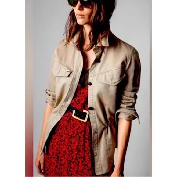 Zadig & Voltaire Brode Love Now Embroidered Cotton Linen Blend Jacket Size S - Picture 1 of 12
